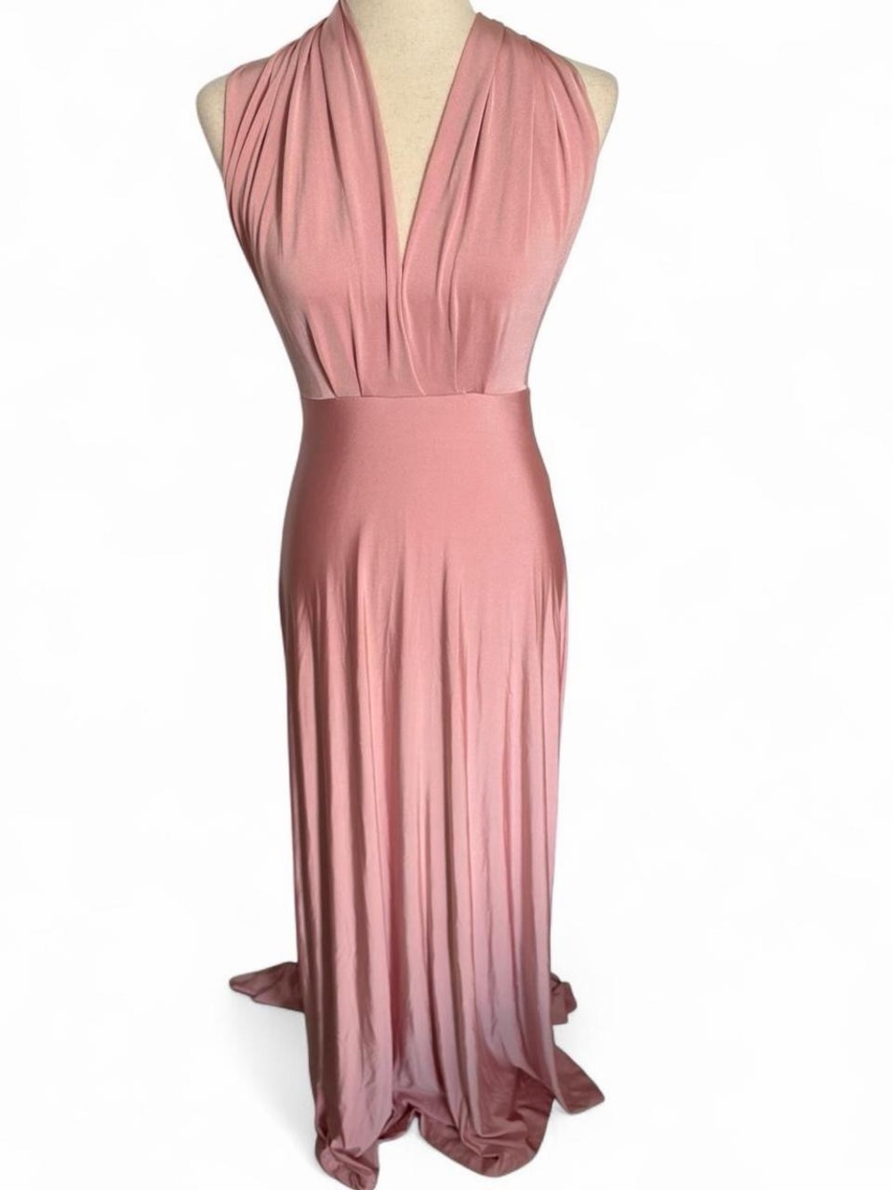 Lulus Blush Pink Satin Floor Length Formal Dress Convertible Gown Dress Small